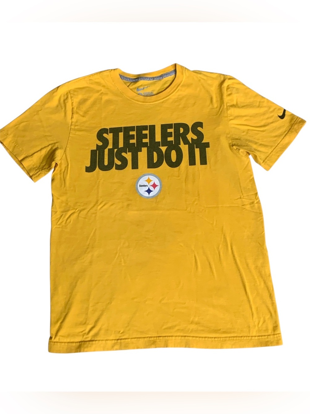 Pittsburgh Steeler Football T-Shirt Yellow Nike Just Do It Tee Medium black gold